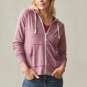 NEW American Giant Lightweight Full Zip Hoodie Medium Bonfire Red Heather Casual